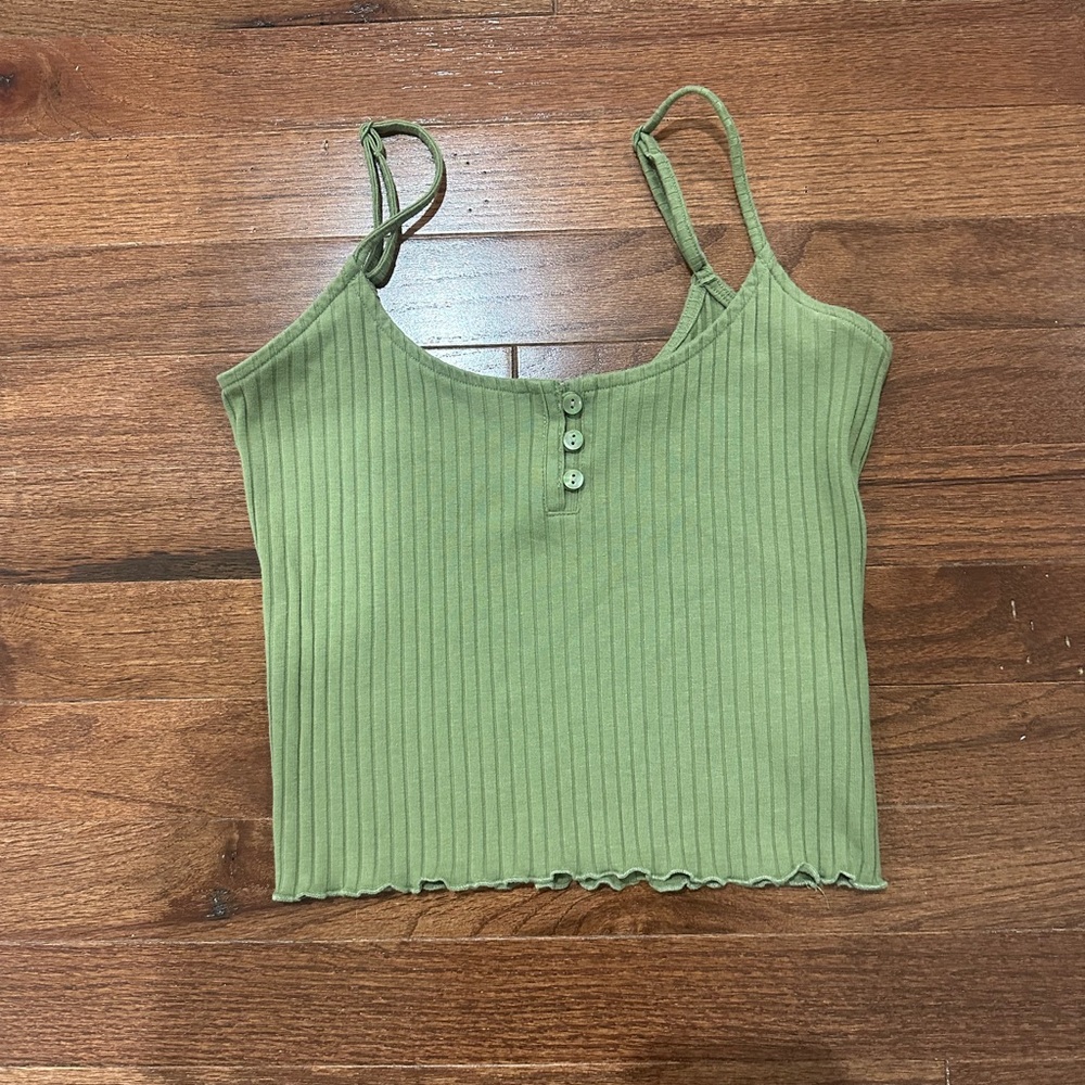 American Eagle Outfitters Green Ribbed Sleeveless Camisole